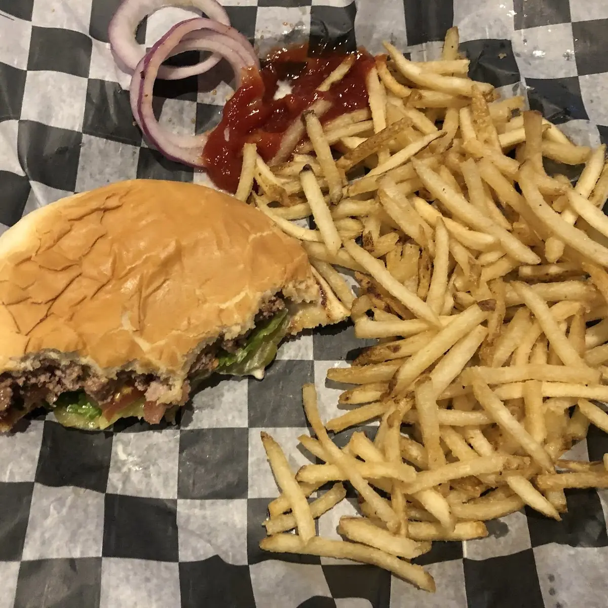 Double Down Cheese Burger and Fries