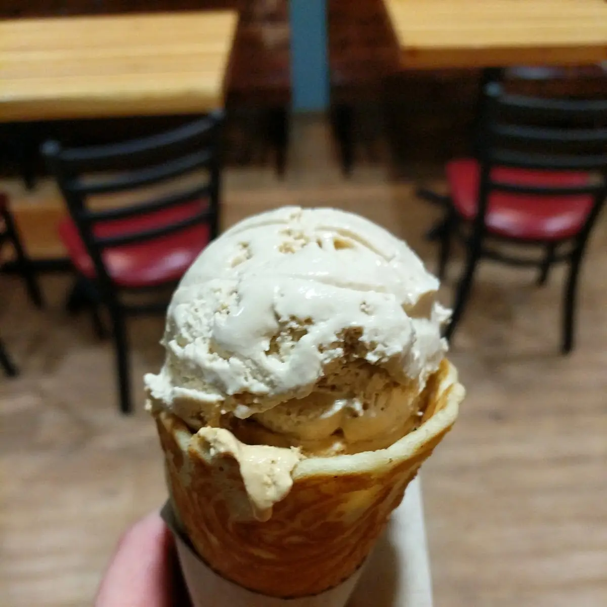 Root Beer Ice Cream in Waffle Cone