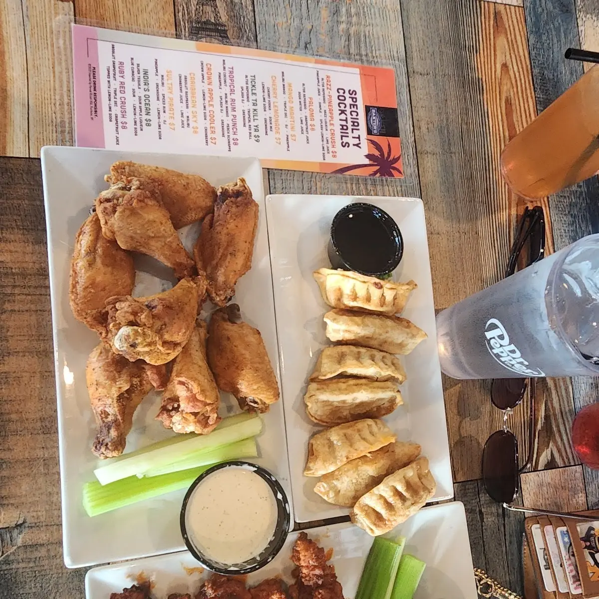 Old Bay Wings and Pot Sticker