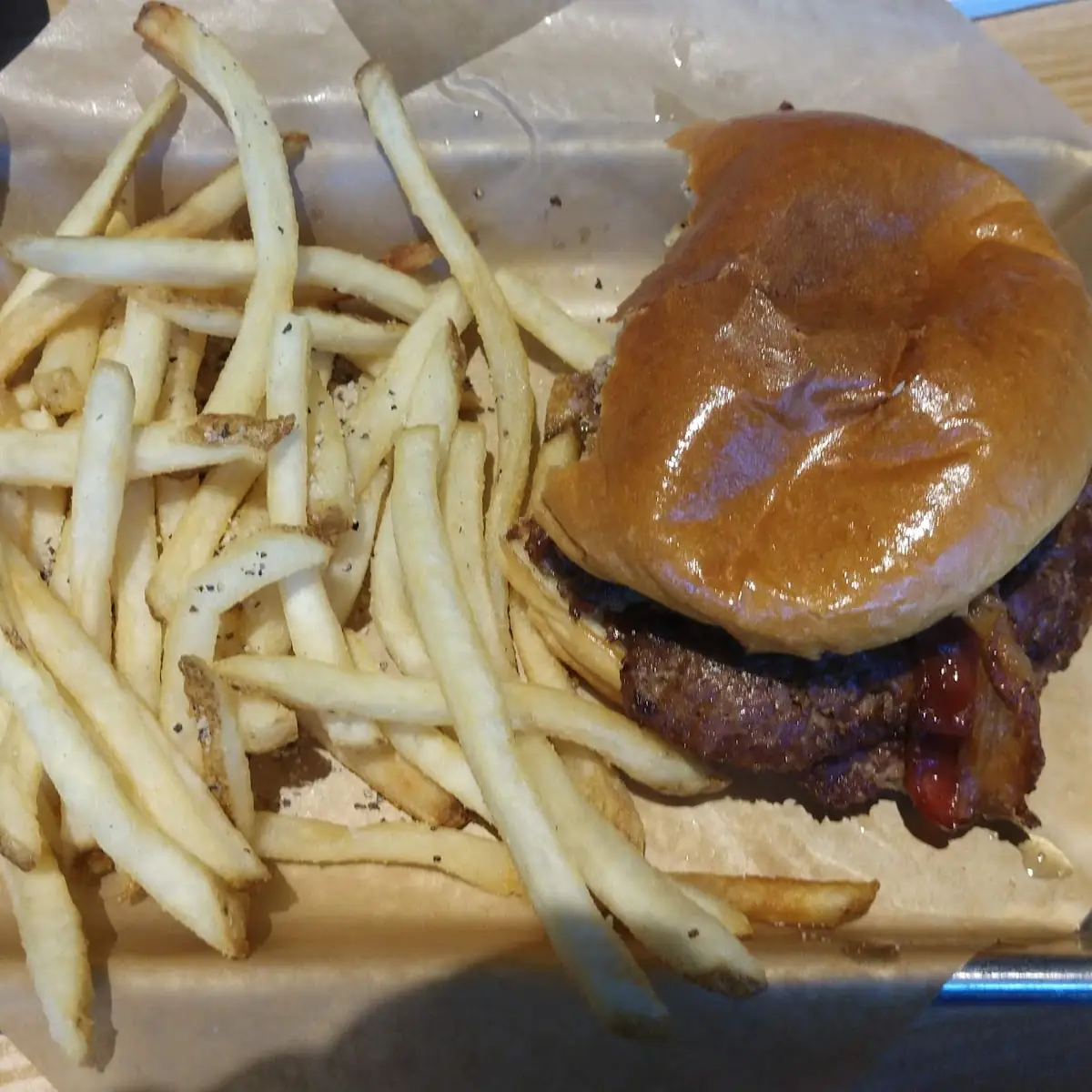 Bacon Burger and Fries