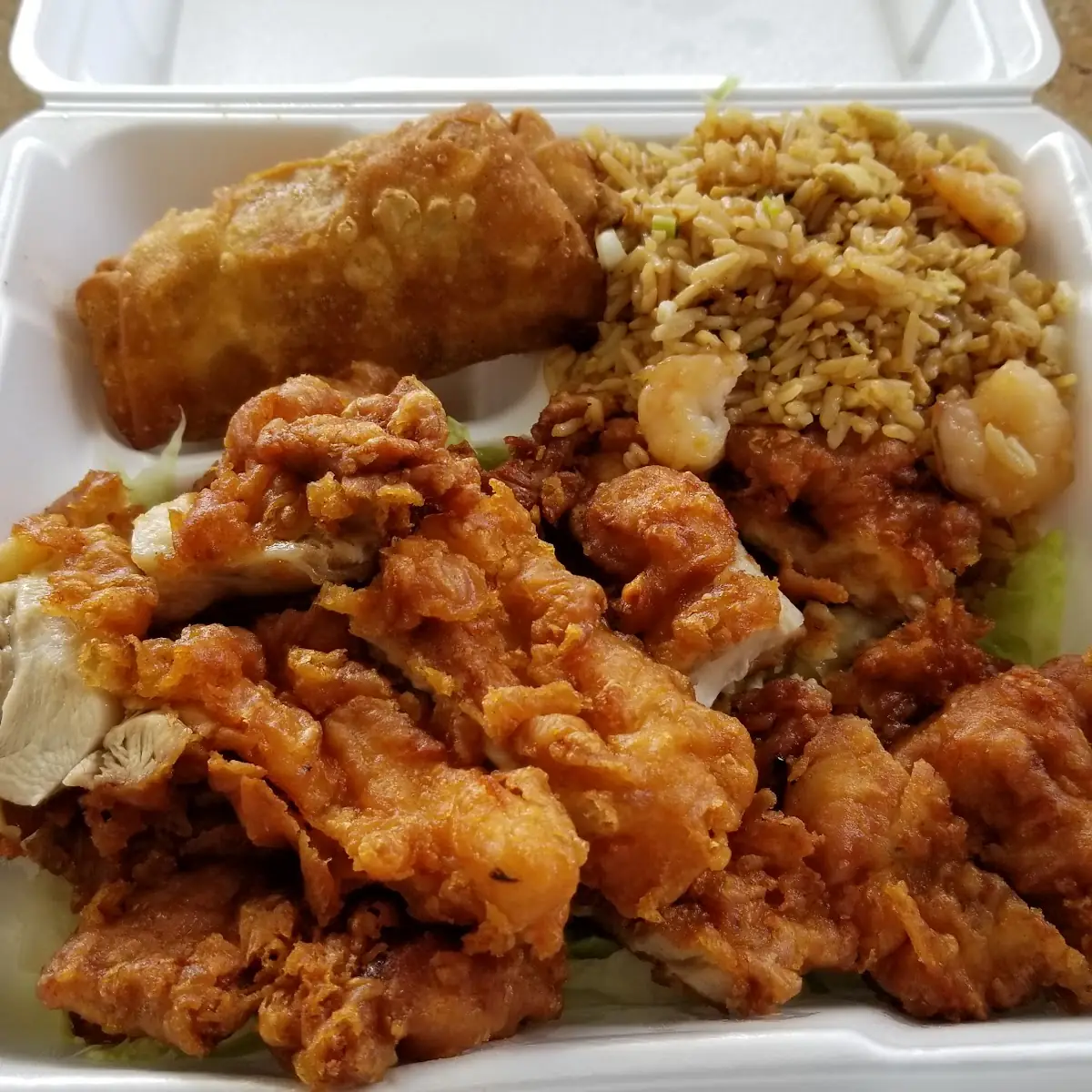 Mandarin Chicken Egg Roll & Shrimp Fried Rice