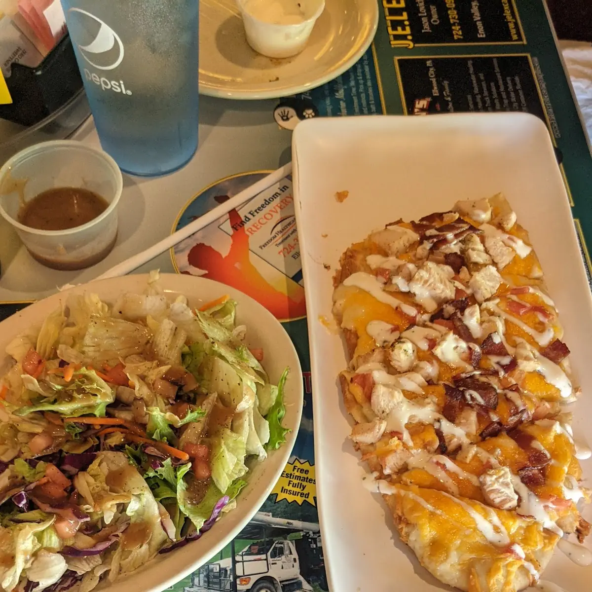 Side Salad & Chicken Flatbread