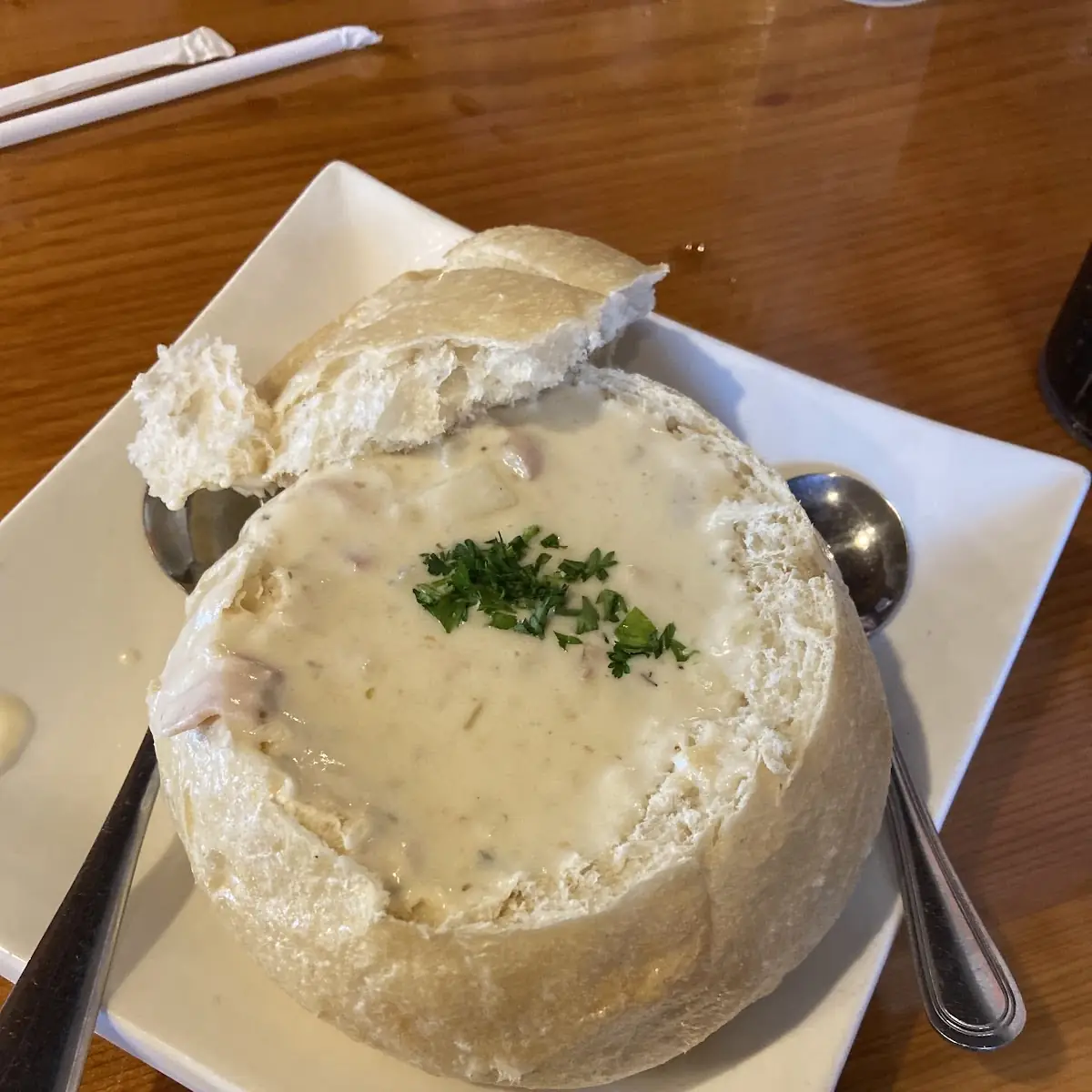 Clam Chowder in Sourdough Bread Bowl