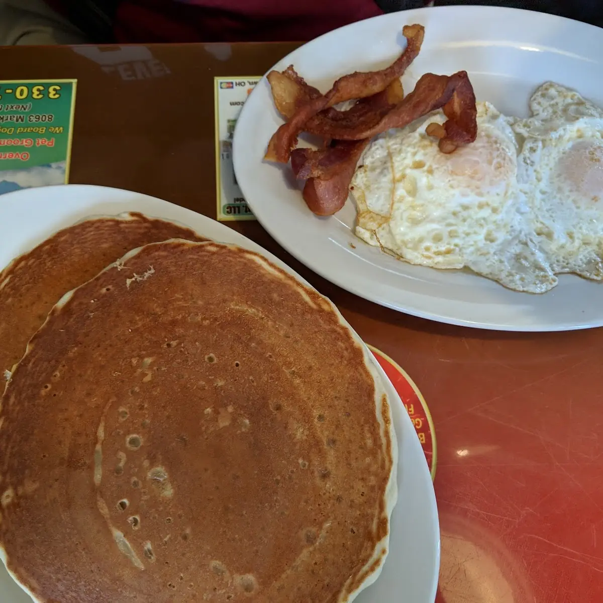 Eggs Bacon and Pancakes