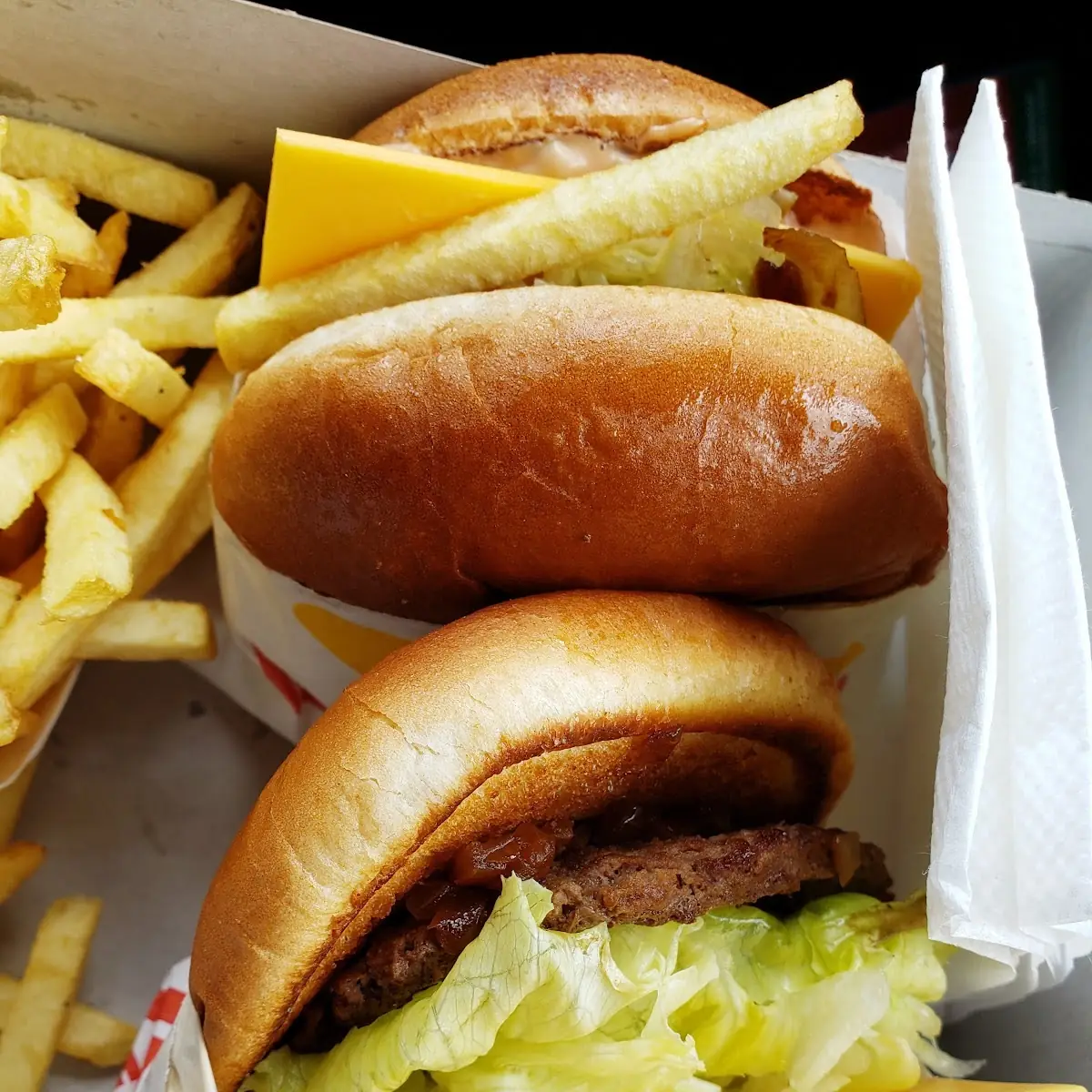 Cheeseburger with Grilled Onions and Cold Cheese