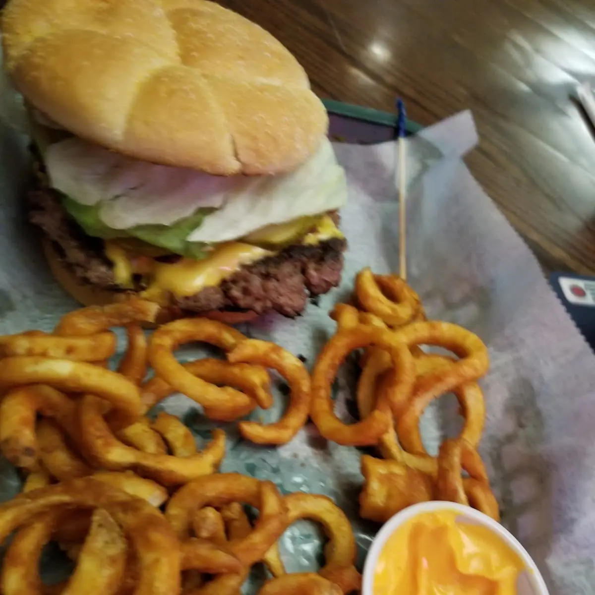 Cheeseburger with Curly Fries with Cheese