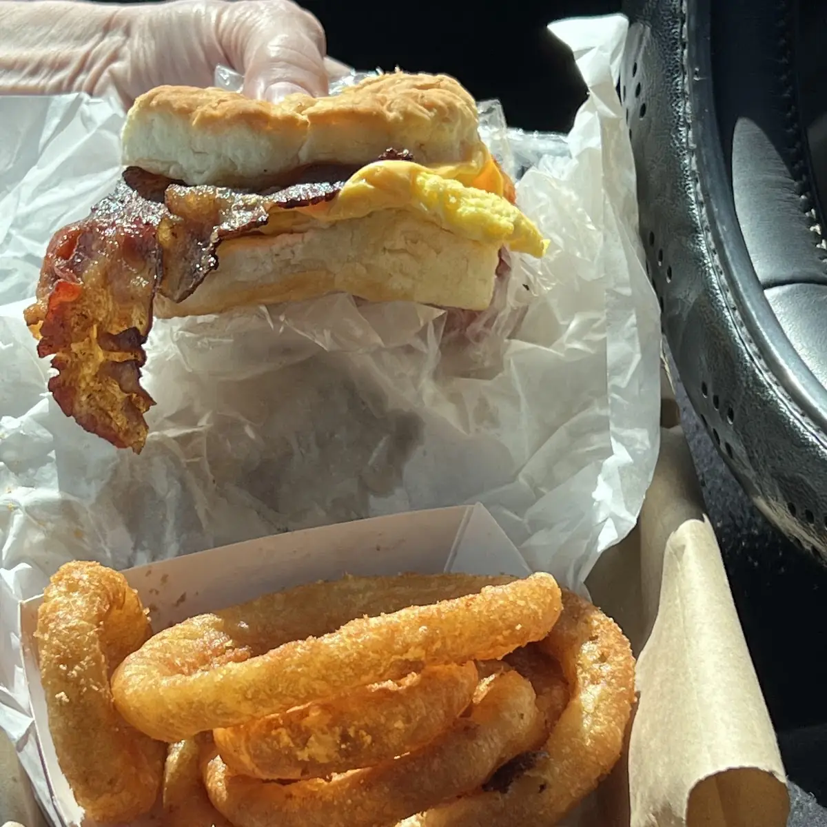Bacon Egg and Cheese on a Biscuit