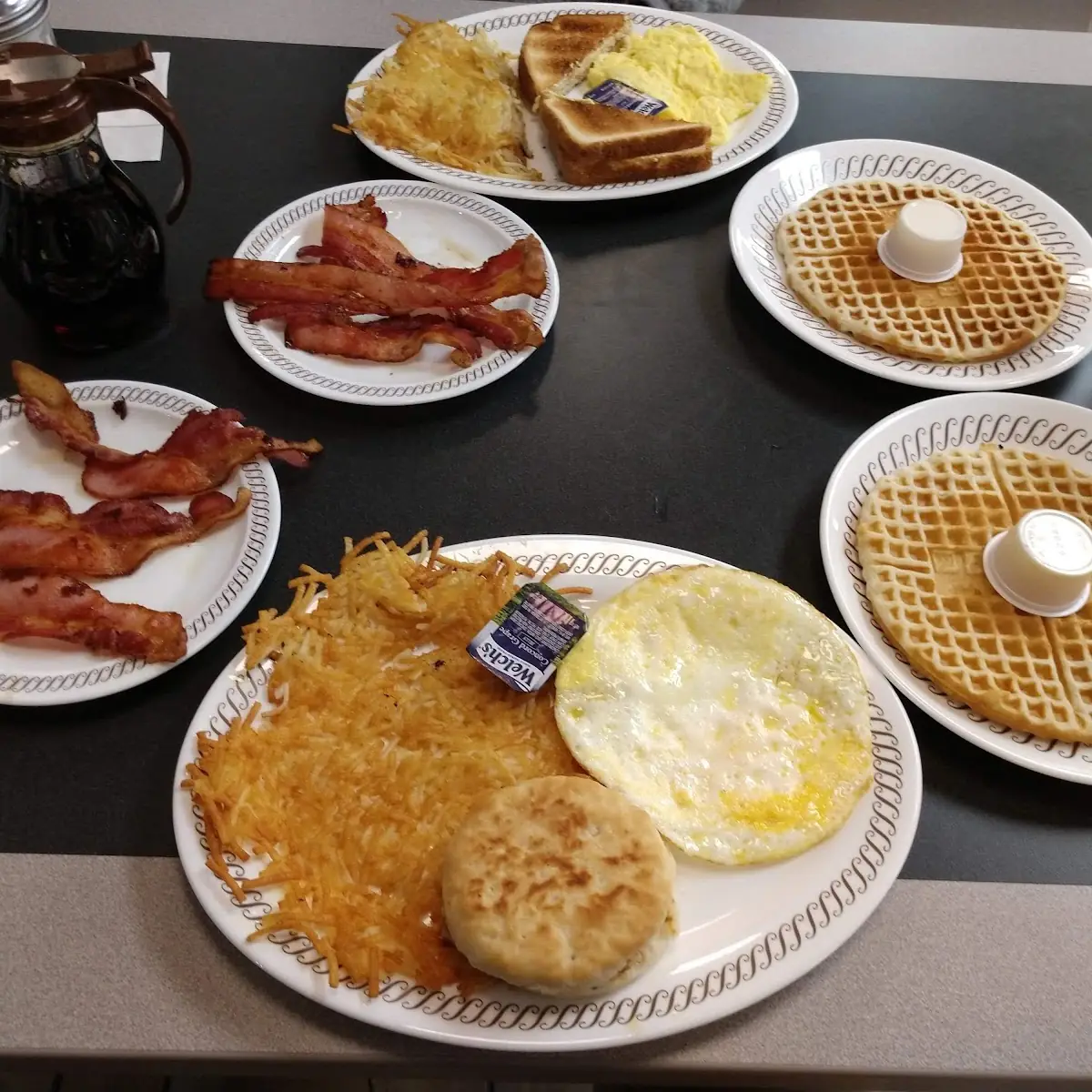 All Star- Over Well Eggs Xtra Crispy Hash Browns Bacon and Waffle