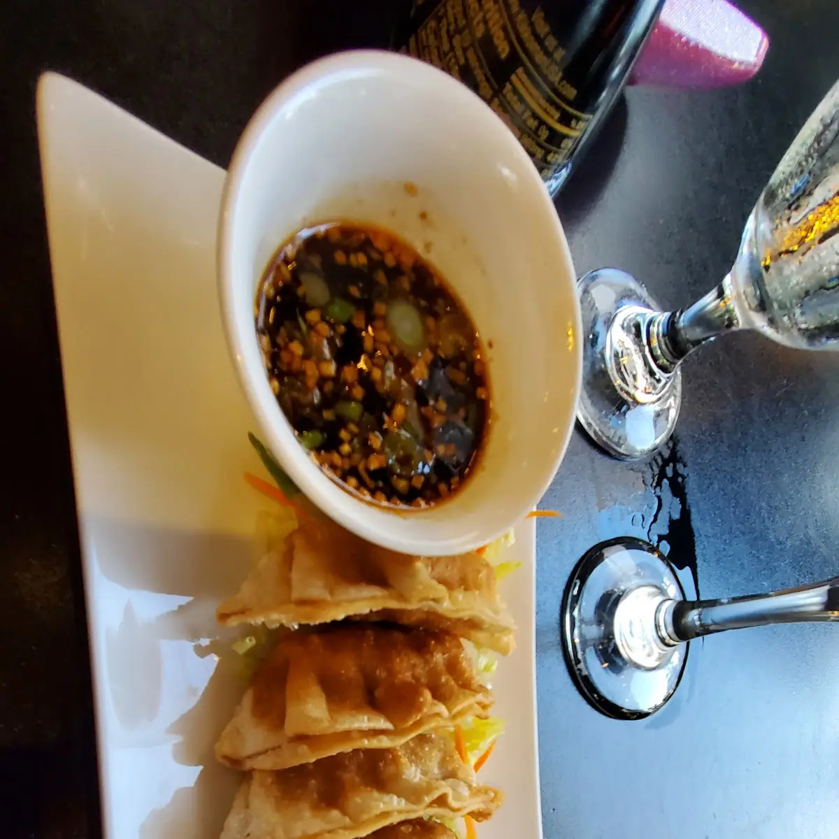 Pork Dumplings and Shrimp Tempura