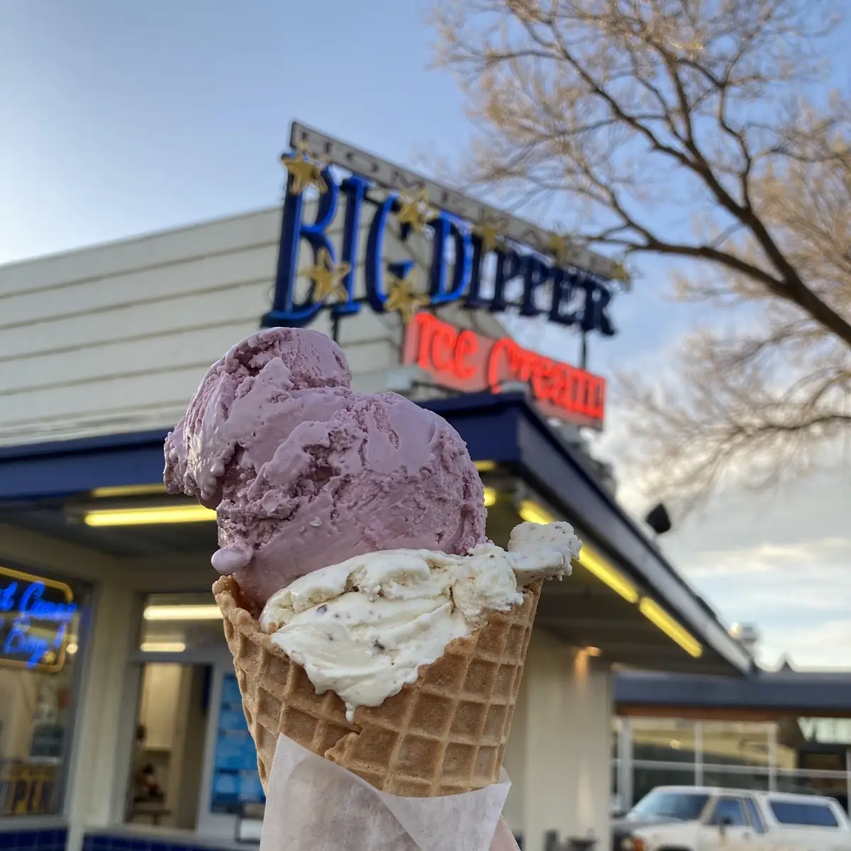 Huckleberry Ice Cream Waffle Cone