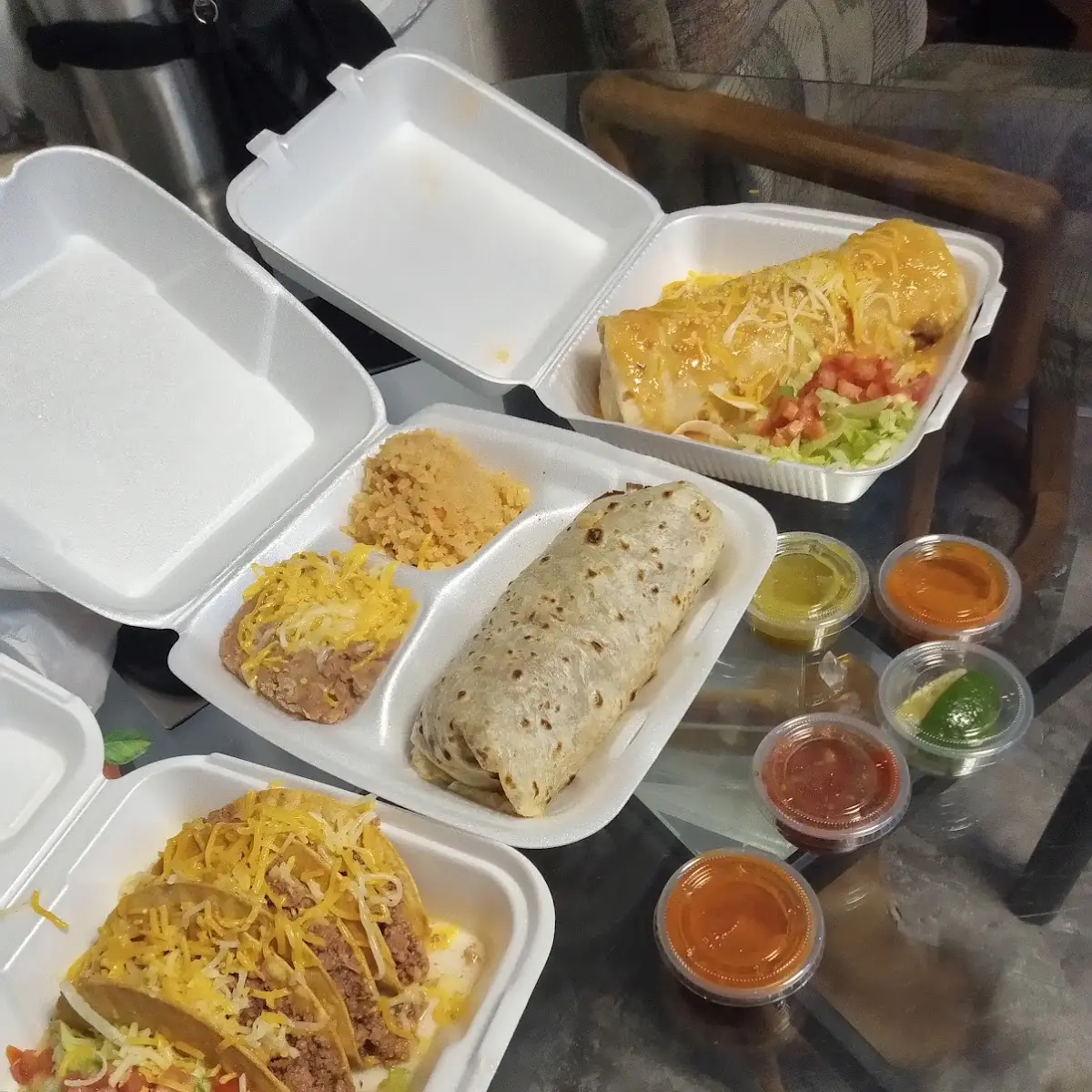 Carne Asada Burrito and Tacos