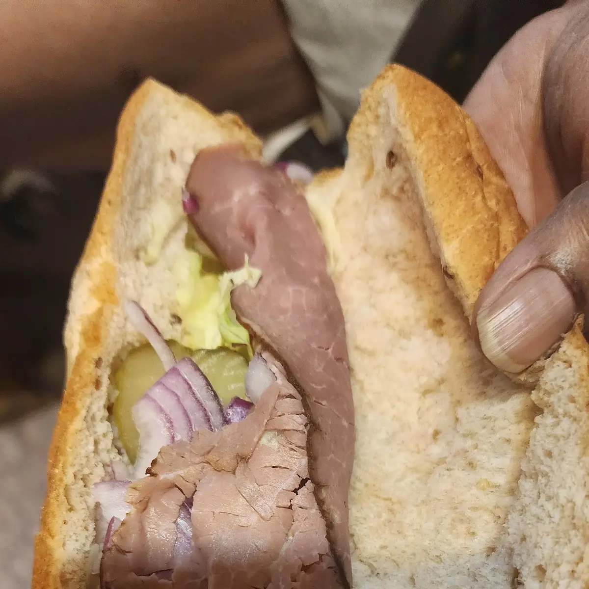 A Poorly Made Roast Beef Sandwich