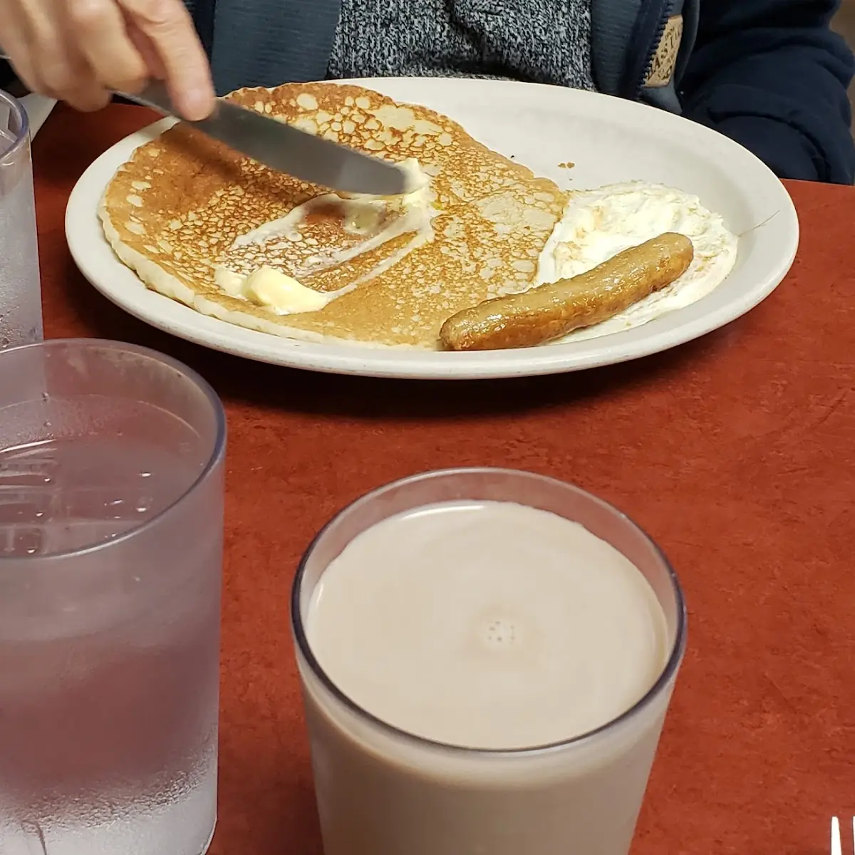 Chocolate Milk and a Light Eater Pancake Breakfast