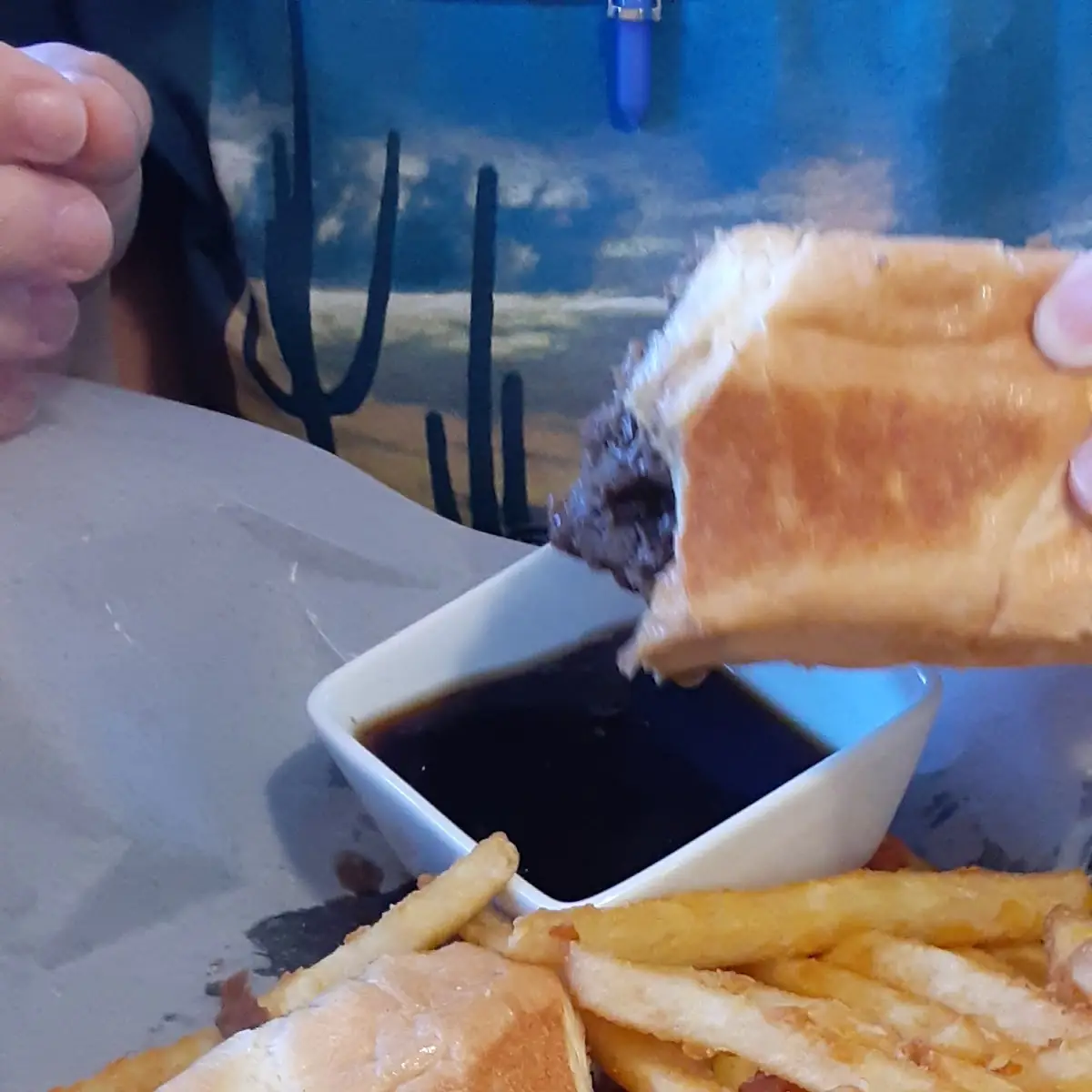 French Dip Sandwich and Fries