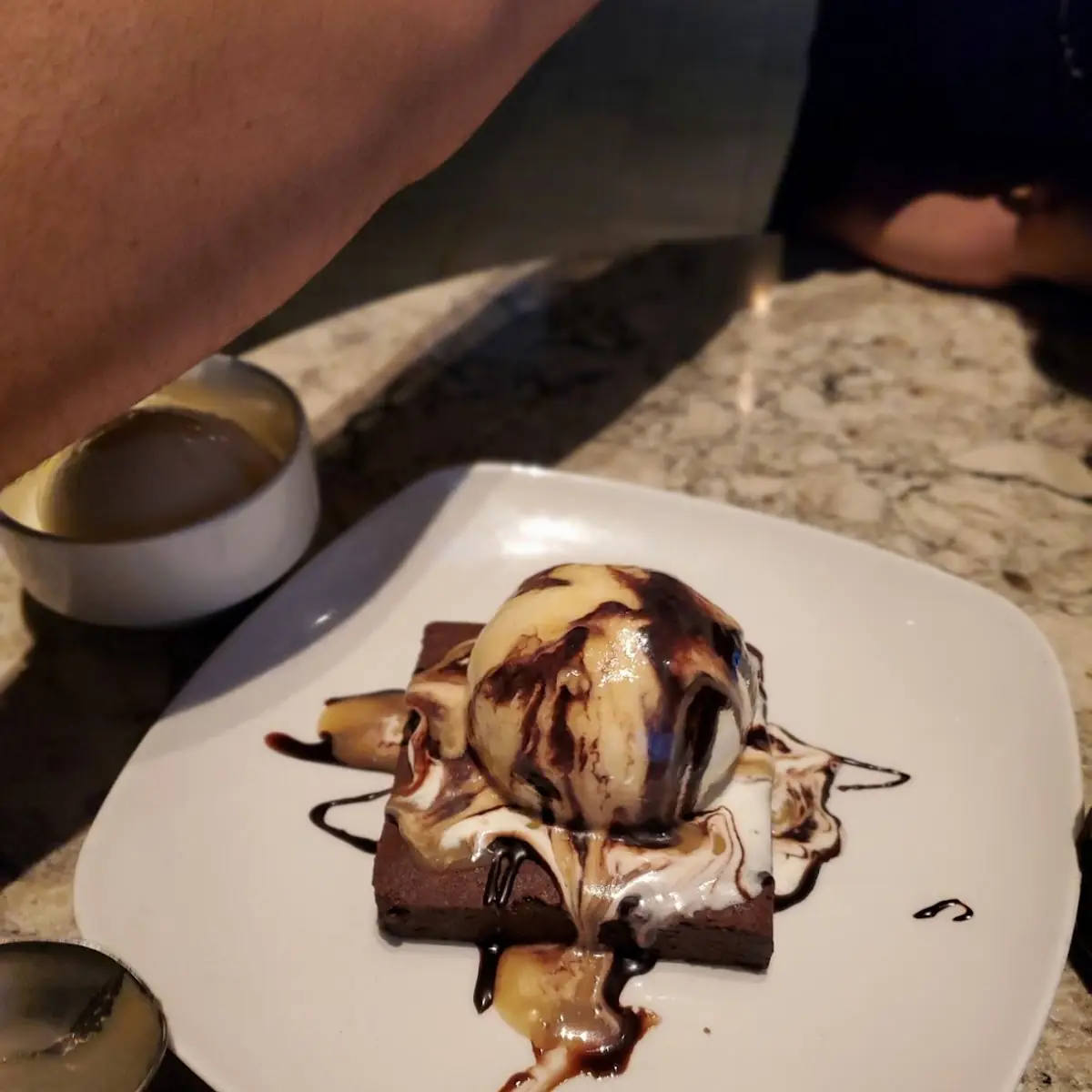 Brownies Topped with Vanilla Ice Cream
