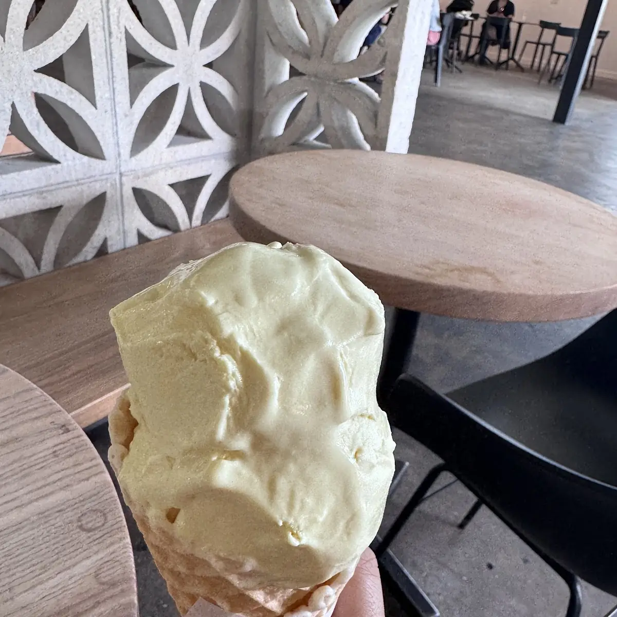 Passion Fruit Flavor Ice Cream on a Waffle Cone