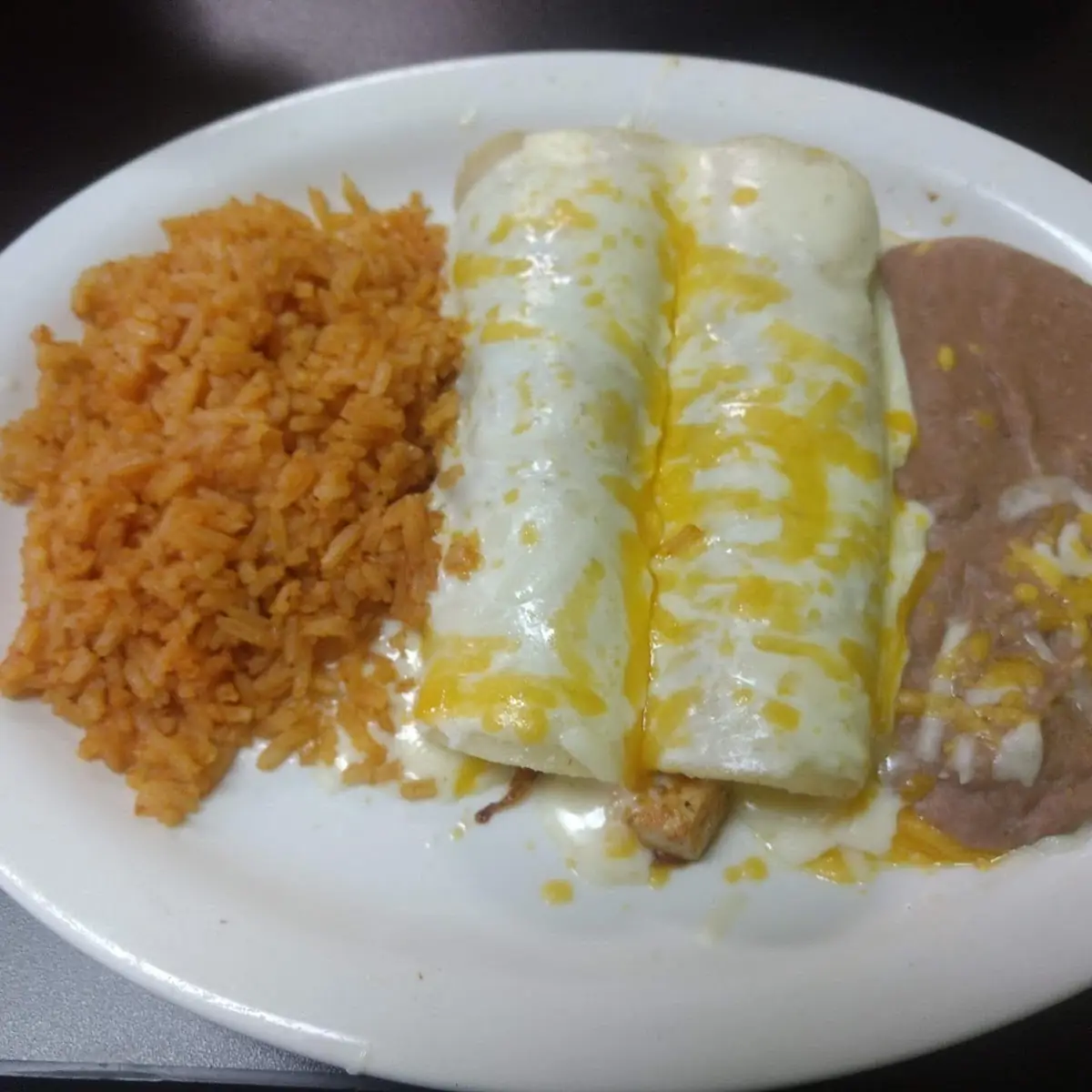 Beef Burrito and Rice and Beans