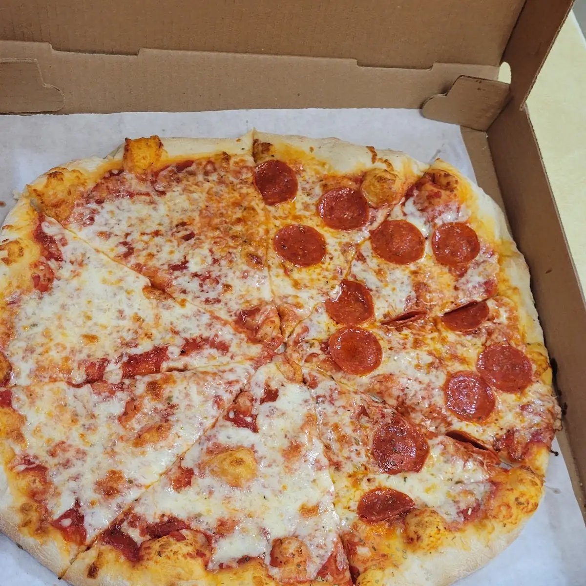 Half Pepperoni Half Cheese Pizza