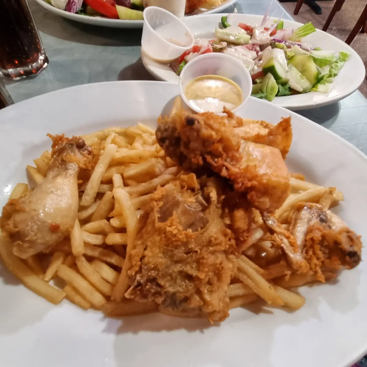 Chicken Crispy Strips with Fries and Salad
