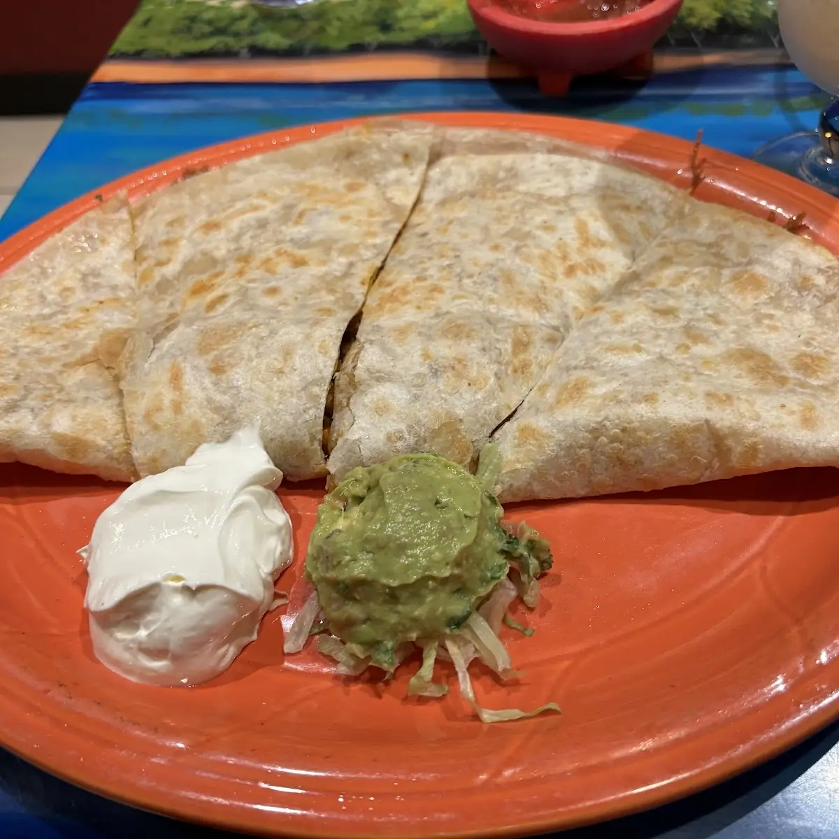 Quesadilla with Guacamole and Sour Cream