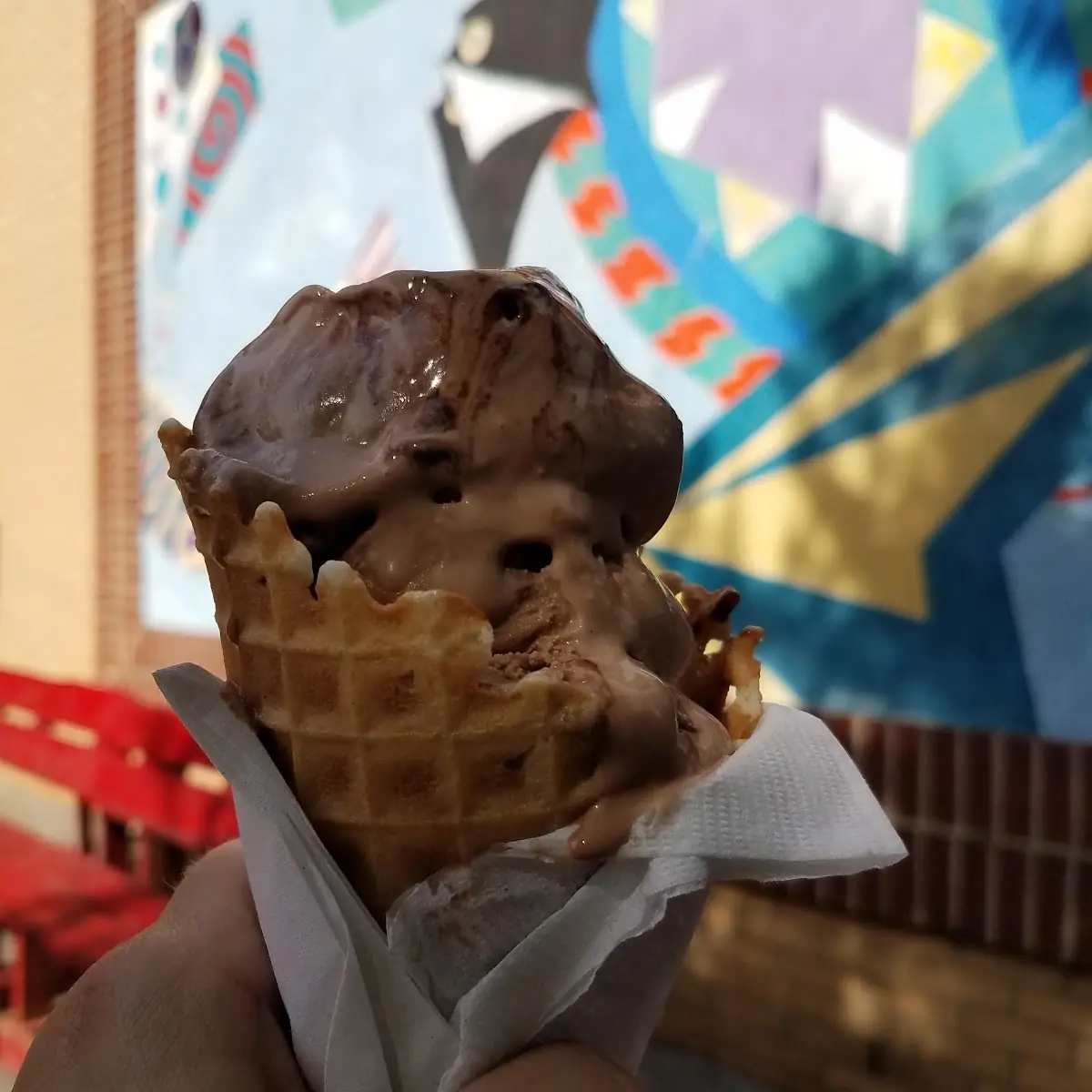 Fudge Cheesecake in a Waffle Cone