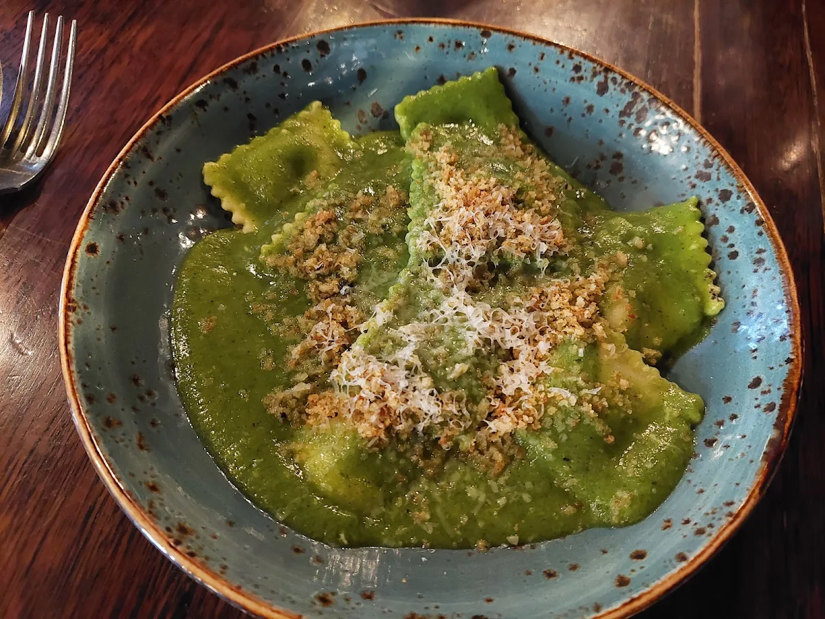 Artichoke Spinach & Ricotta Ravioli with a Broccoli & Potato Cream, Verde Restaurant