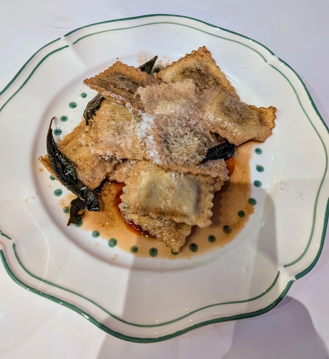 Spinach and Ricotta Ravioli, Verde Restaurant