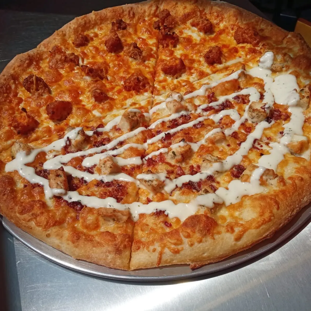 Med Buffalo Chicken Pizza
