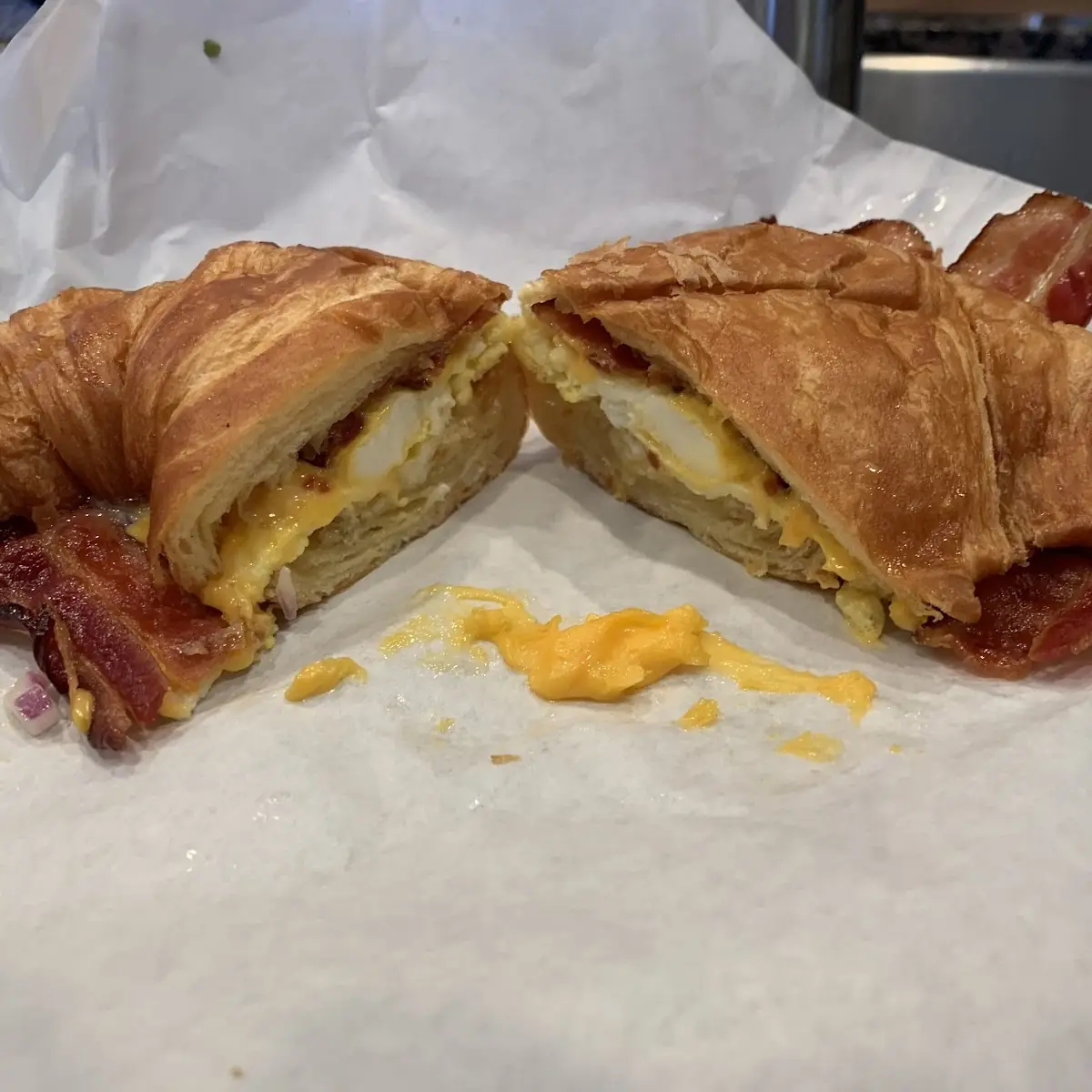 Bacon Breakfast Sandwich on a Croissant