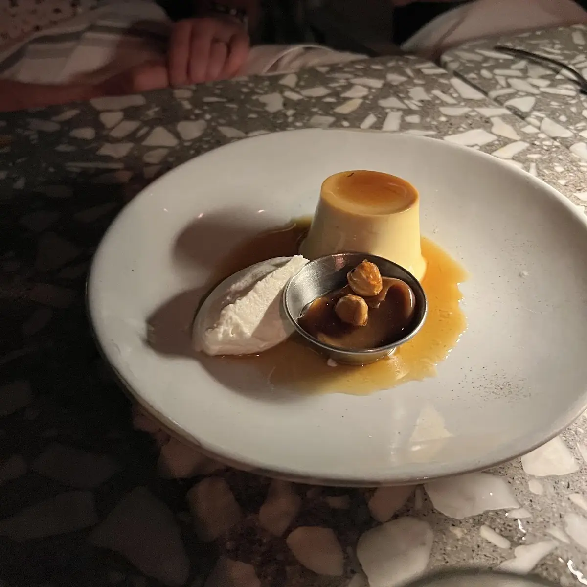 Caramel Flan with Ice Cream