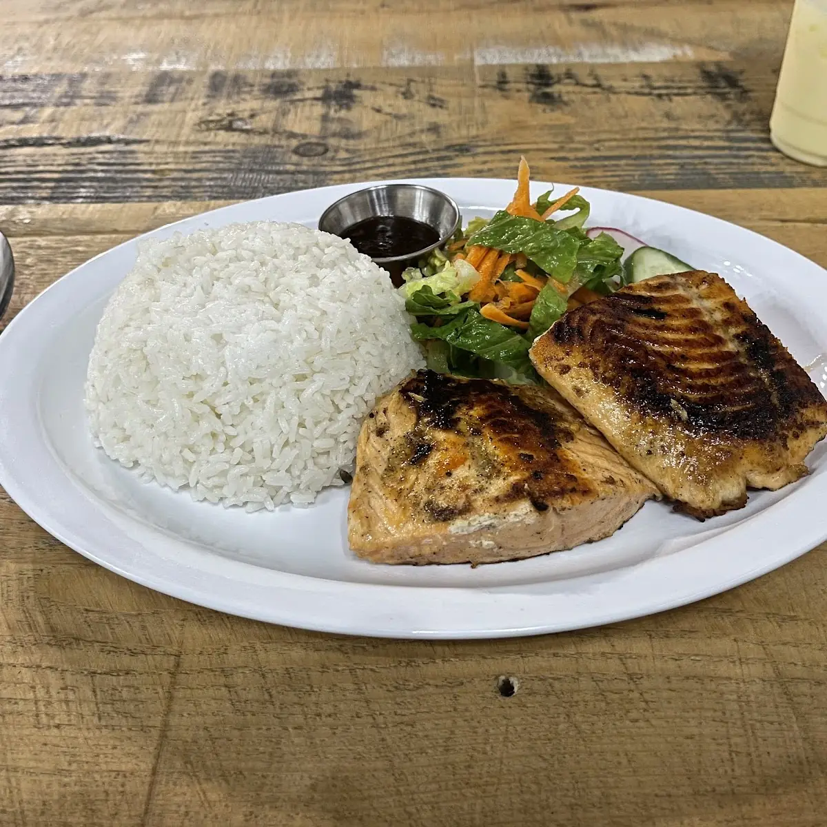 Grilled Salmon with Rice and Vegetables