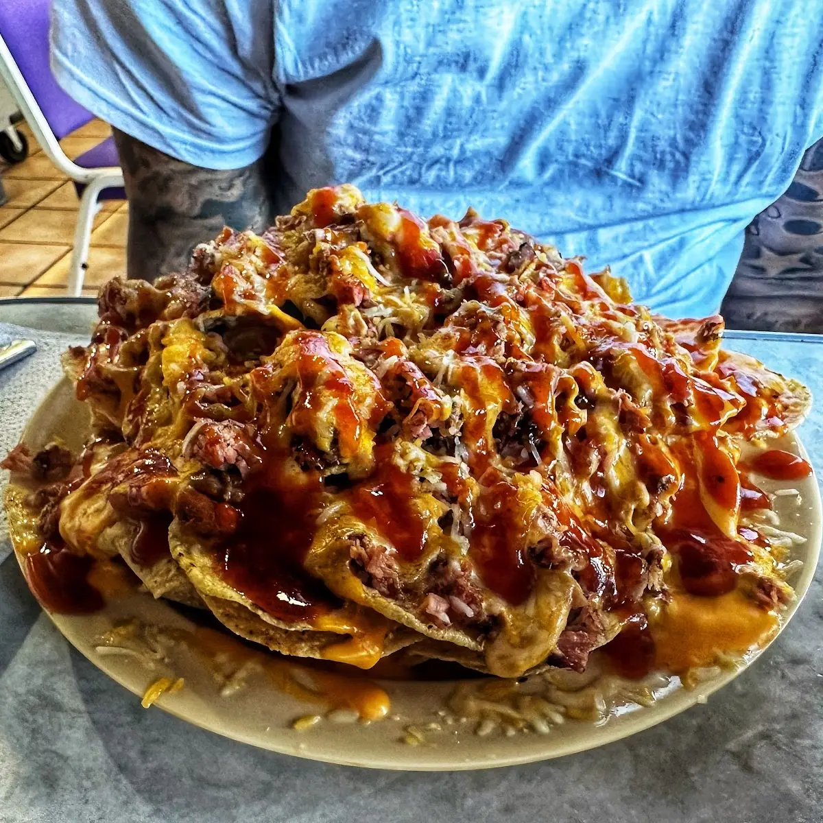 Barbecue Nachos with Melted Cheese