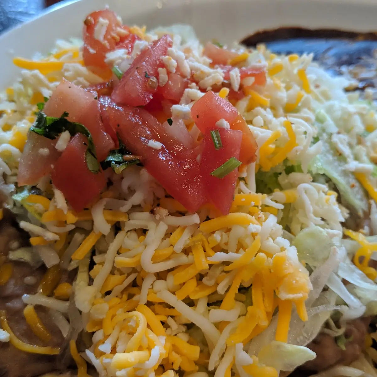 Beef Taco Cheese Enchilada & Tostada