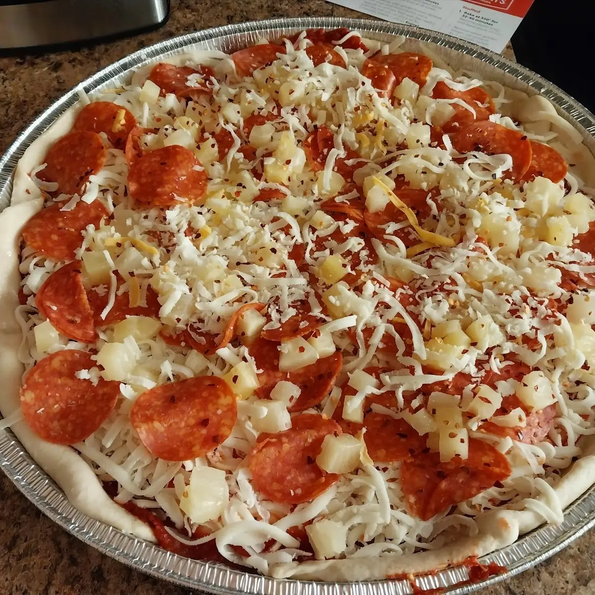 Pepperoni and Pineapple Pan Pizza