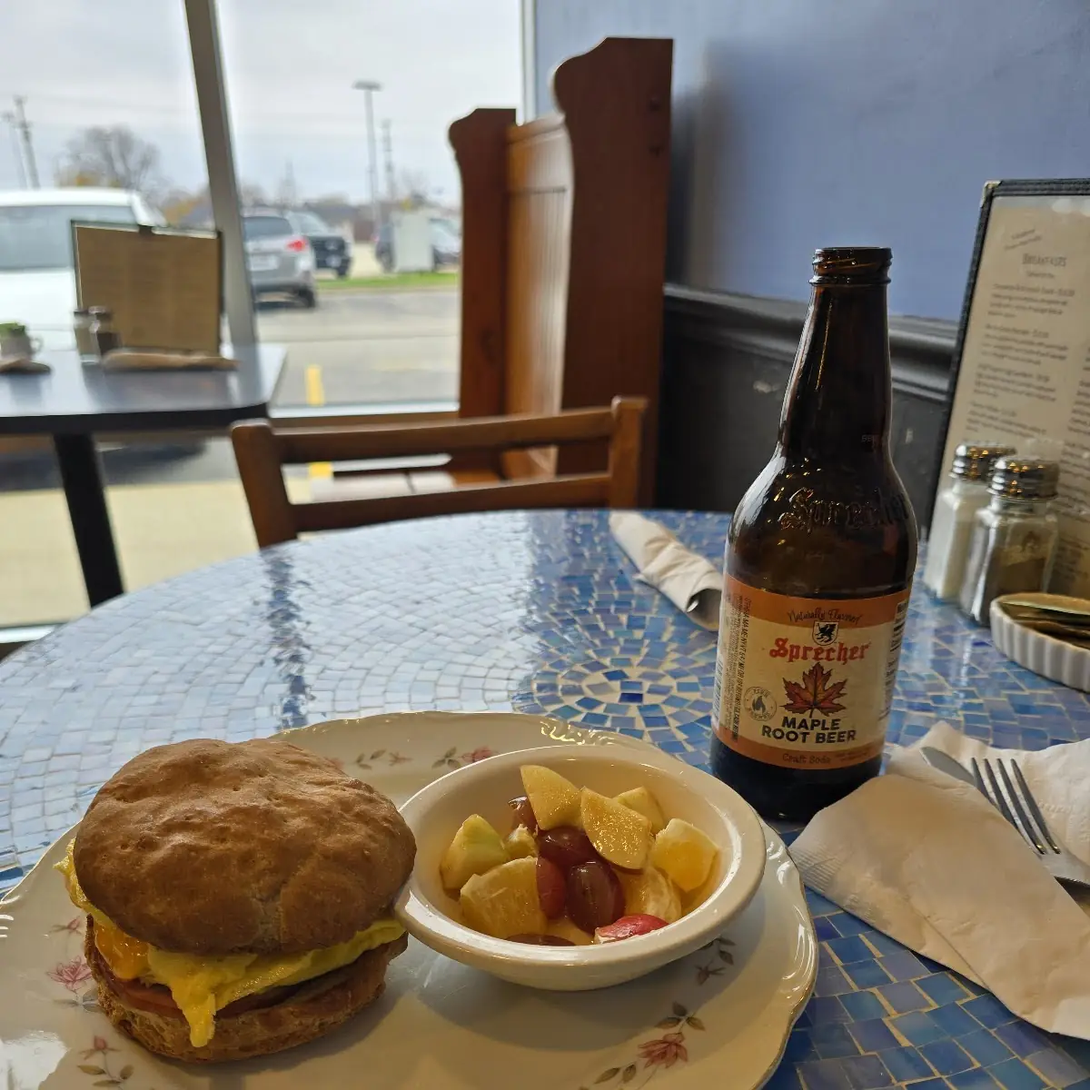 Egg Sandwich and Fruit Cup