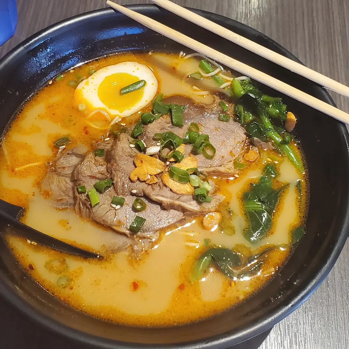 Garlic Parmesan Ramen with Gyoza
