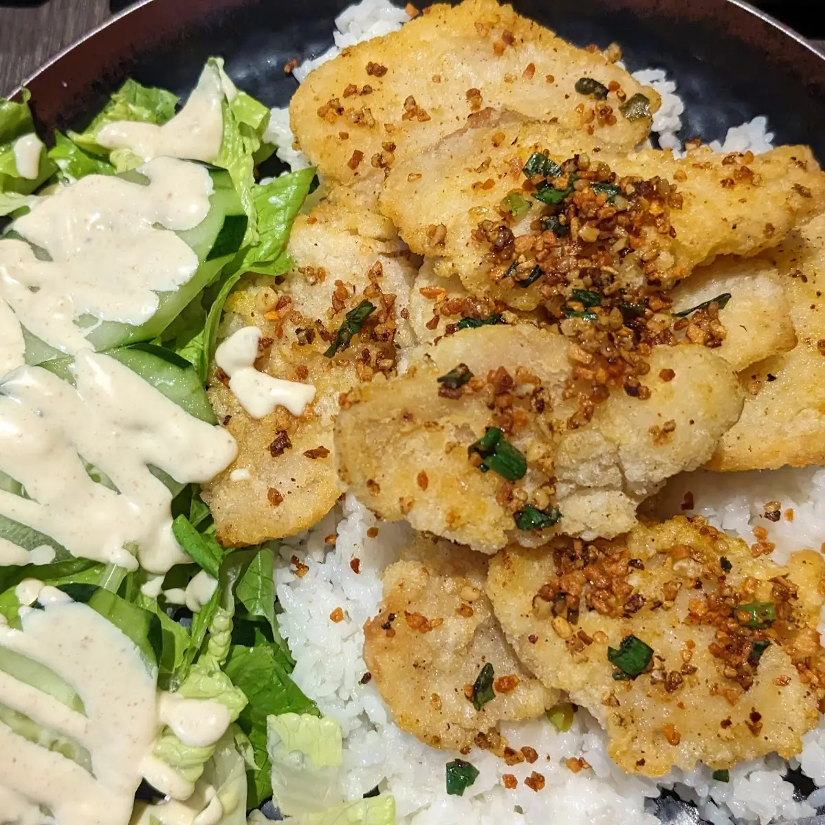 Salt Pepper and Garlic Basa Plate