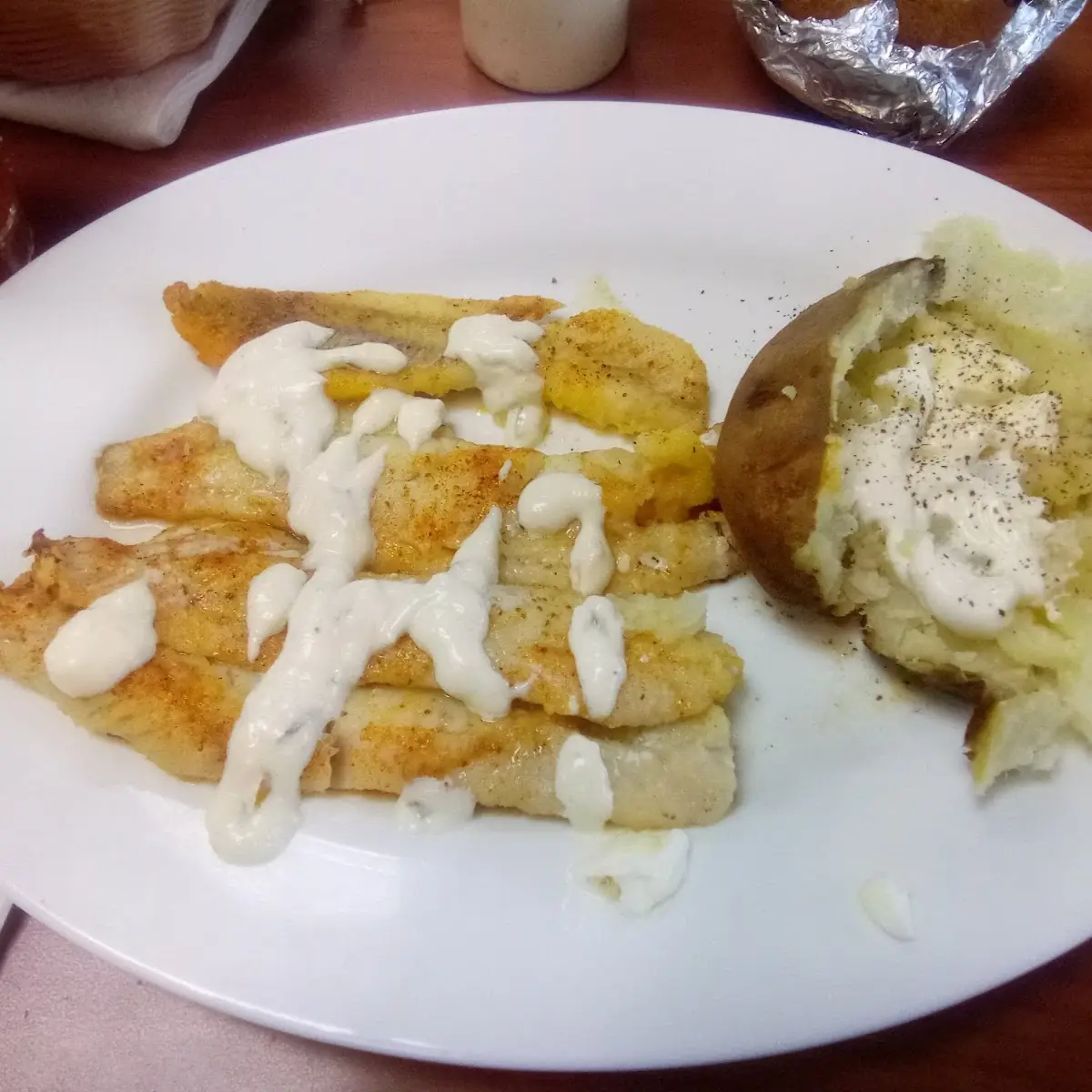Broiled Whitefish and a Baked Potato