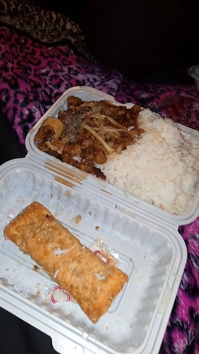 Spring Roll with Ginger Beef and Rice