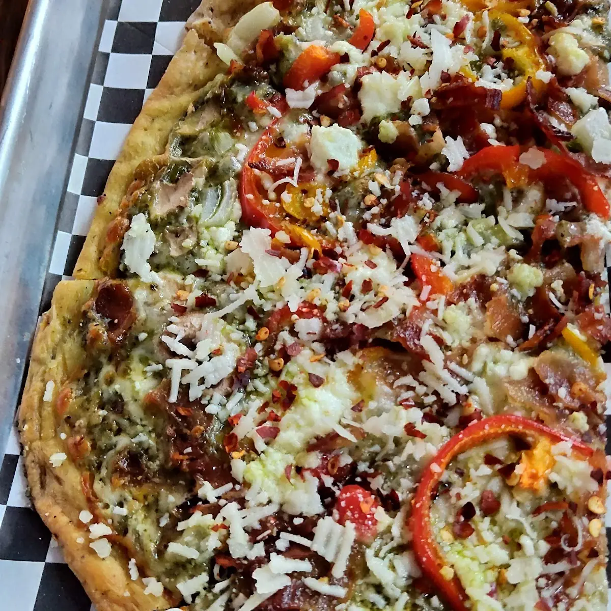Chicken Basil Goat Cheese Pizza