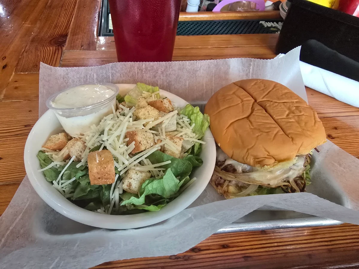 Smashed Burger Patty and Ceaser Salad