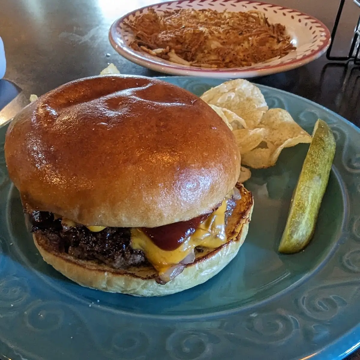 Cowboy Burger and Hash Browns