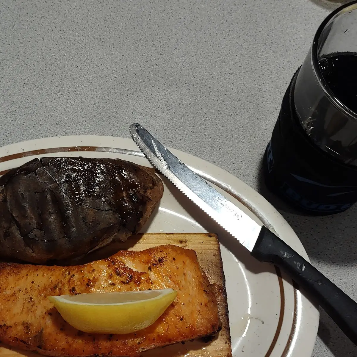 Grilled Salmon with Sweet Potato and Fresh Coffee