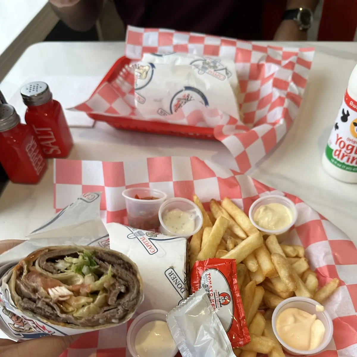 Beef Shawarma with Fries and Sauce