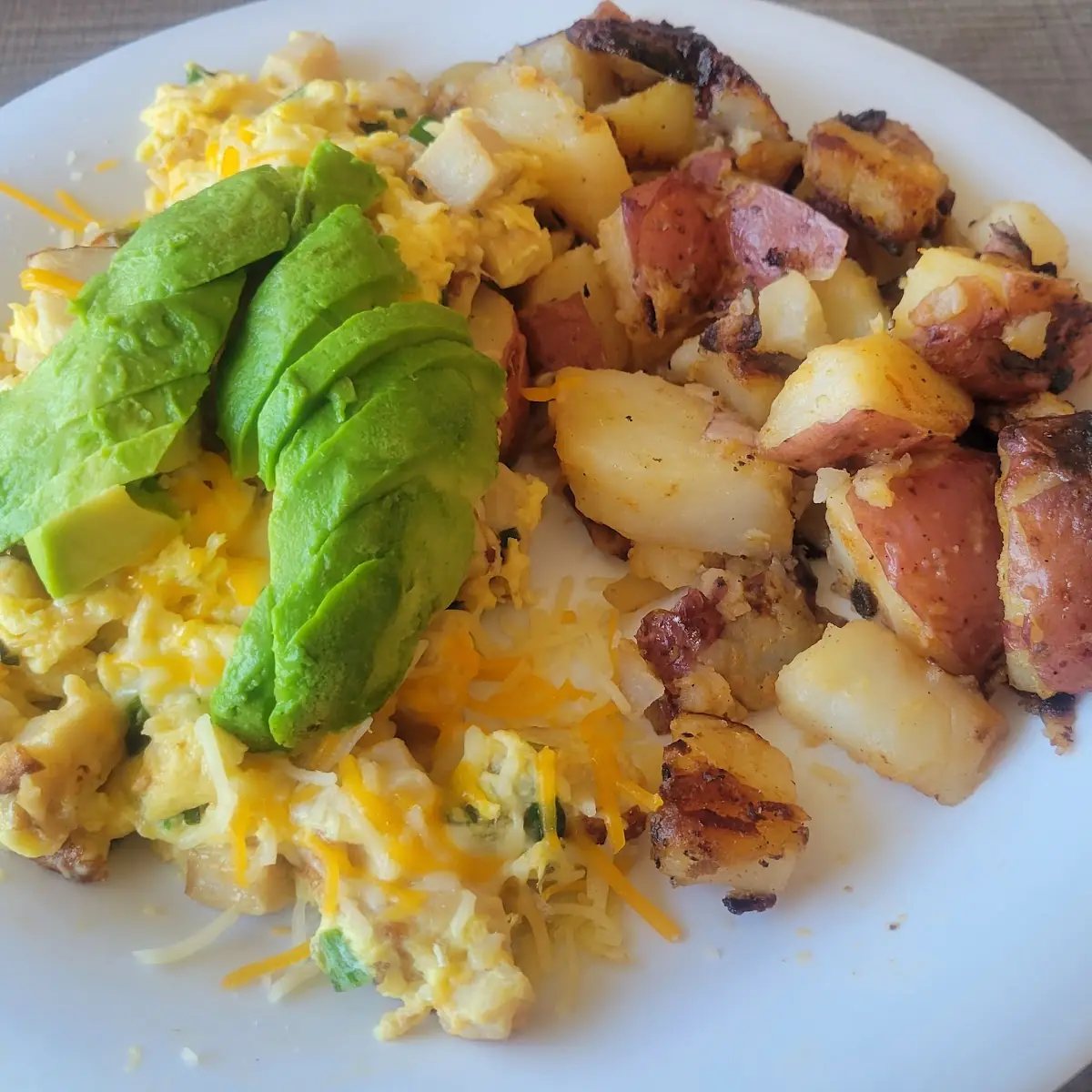 Scrambled Eggs with Cheese & Potatoes
