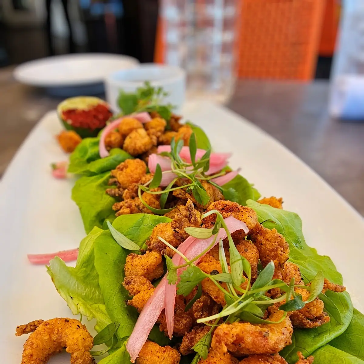 Fried Crawfish Lettuce Wraps