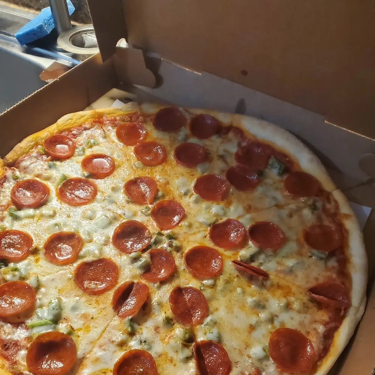 Pepperoni and Green Pepper Pizza