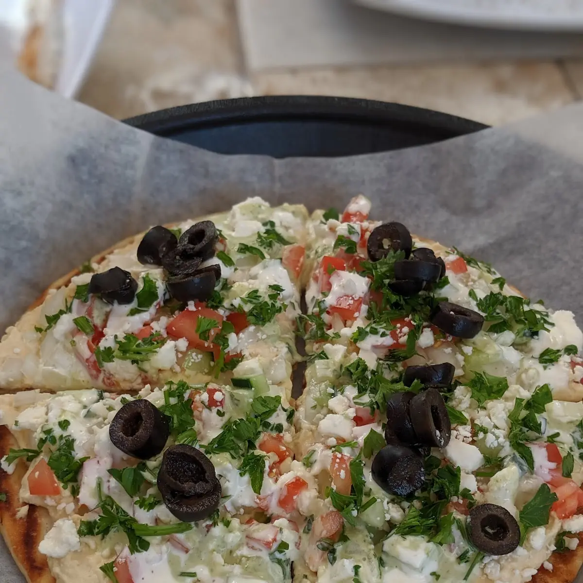 Hummus Pita Pizza