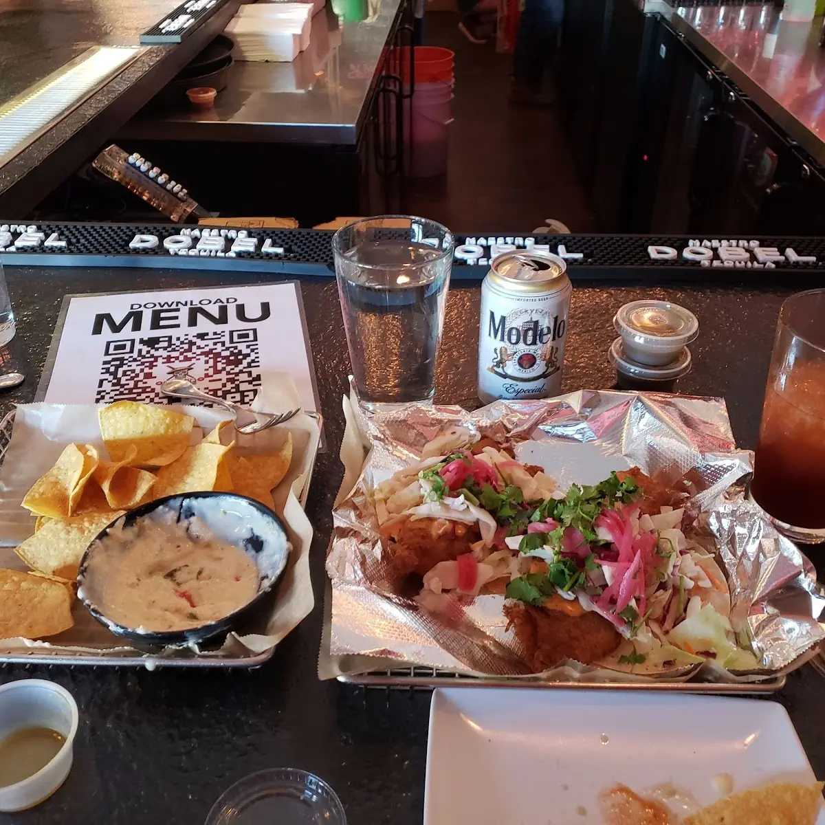 Queso Dip and Fish Tacos