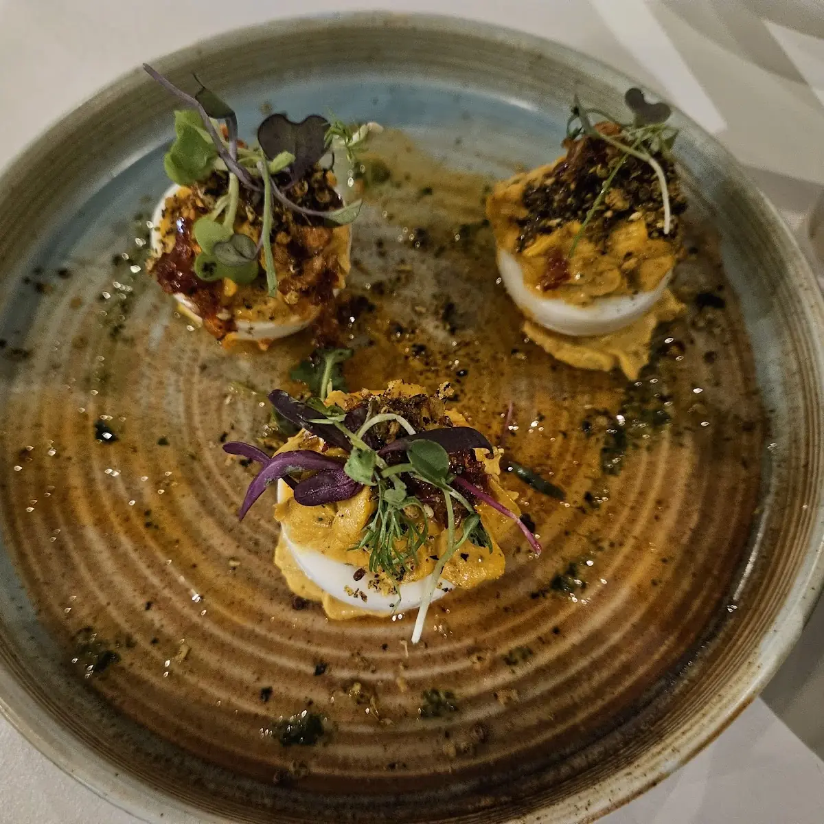 Deviled Eggs with Fried Oyster
